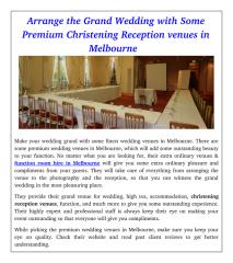Arrange the Grand Wedding with Some Premium Christening Reception venues in Melbourne .pdf